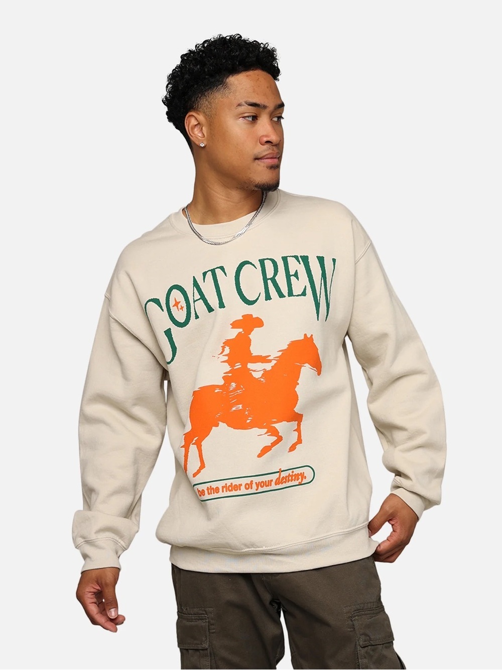 NWOT Goat Crew Destiny Rider Crewneck Sand Size Large